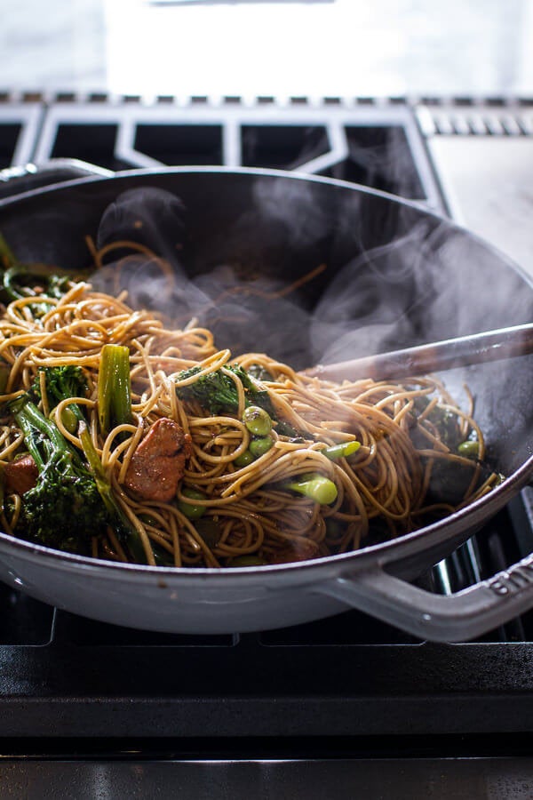 Sake And Ginger Soba Noodle Salmon Stir Fry