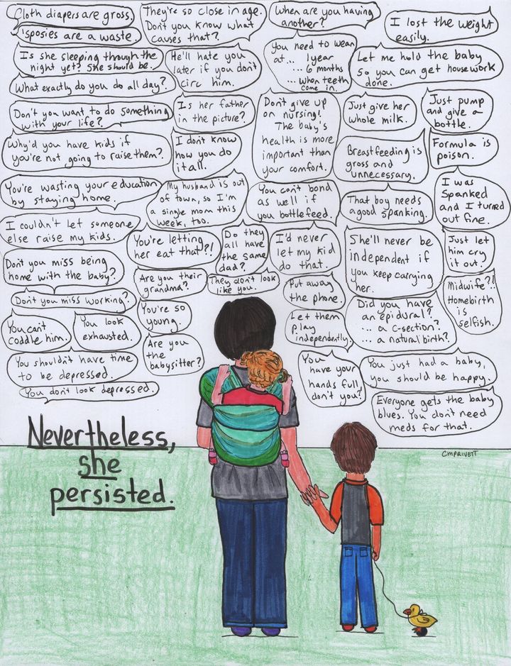 Artist Courtney Privett posted a "mom edition" of her "Nevertheless, she persisted" artwork.