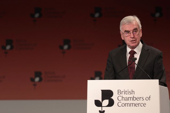 John McDonnell at the British Chambers of Commerce conference on Tuesday