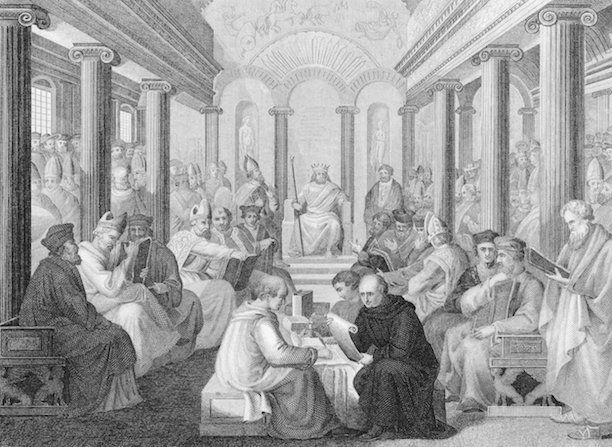 An artistic representation of the Council of Nicea in 325.