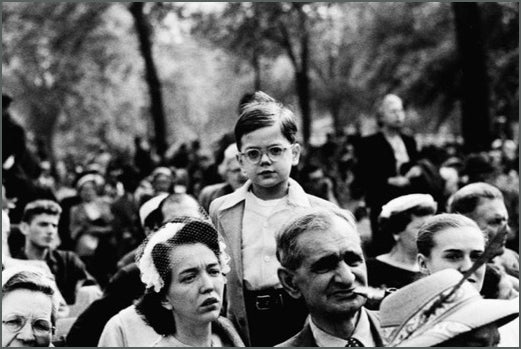 Boy above a crowd, N.Y.C., 1957.