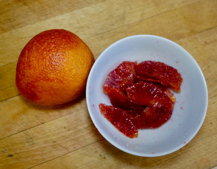 <p>A blood orange “filleted” and one more for show</p>