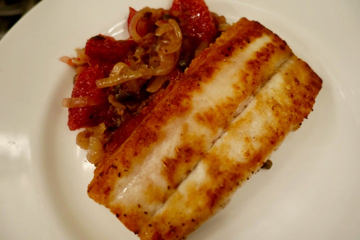 <p>Dogfish with onions and blood oranges</p>