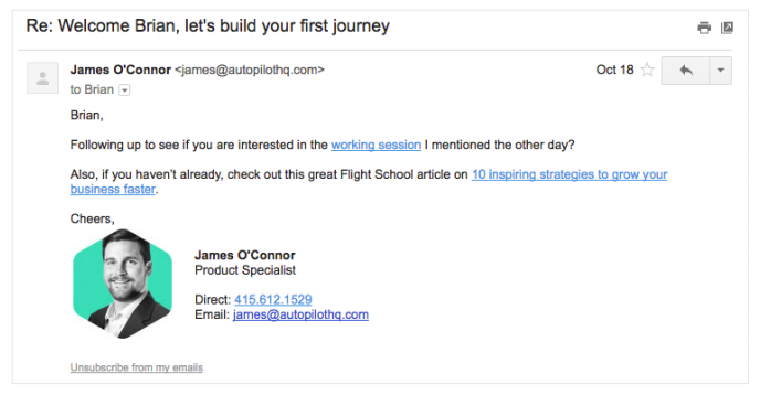 <p>Autopilot sales touch email</p>