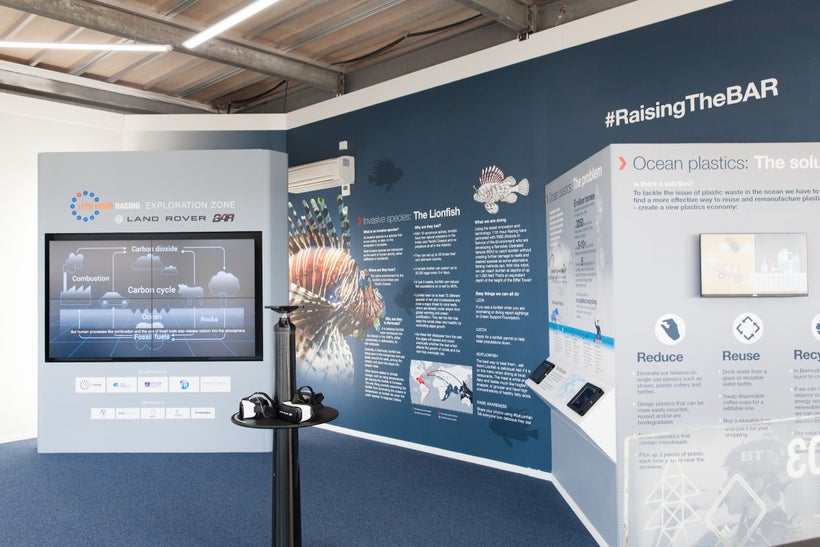 The 11th Hour Racing Exploration Zone at the Land Rover team base, Bermuda