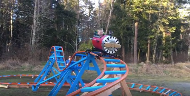 Navy pilot Scott Brazelton built an awesome airplane-themed roller coaster for his 3-year-old son, Wyatt.