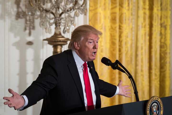 President Donald Trump speaks during a press conference at the White House, Feb. 16, 2017.