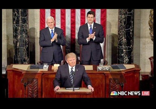 President Trump delivers his first address to a joint session of Congress on February 28, 2017.