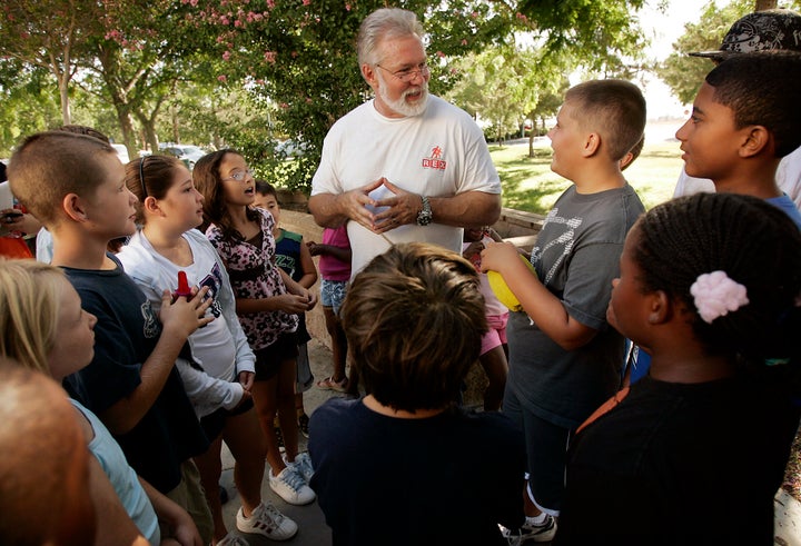 R. Rex Parris, mayor of Lancaster, Calif., chats with students.