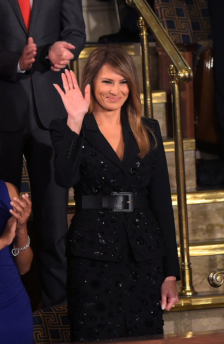 Melania Trump in black Michael Kors. 