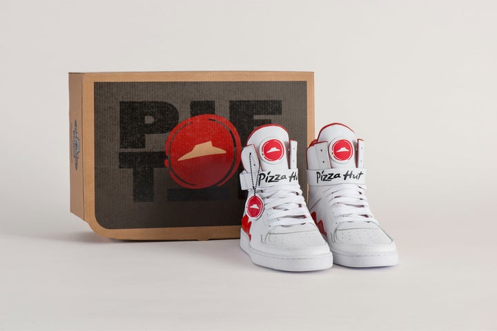 Pizza Hut has introduced the Pie Tops, a style of shoe that allows wearers to order pizza by pressing a button on the right shoe's tongue.