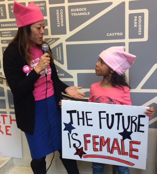 Board Member Fiona Ma, CPA introduces Rikki-Nicole Jones to the crowd.