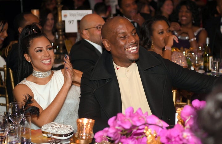 Tyrese and his now-wife at the 33rd Annual UNCF Mayors Masked Ball at Atlanta Marriott Marquis on Dec. 17, 2016. 