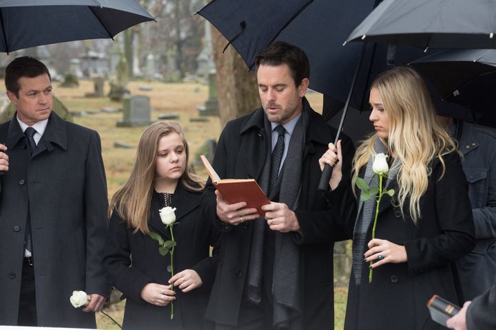 A still from Season 5, Episode 10, of "Nashville," featuring Eric Close, Charles Esten, and Lennon and Maisy Stella. 