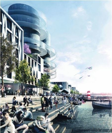 An artist’s rendering of energy efficient buildings in Copenhagen’s Nordhavn region. 