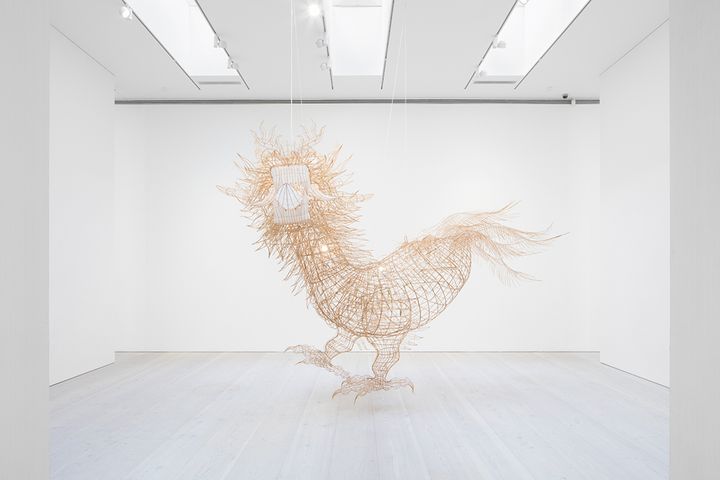 <p>Ai Weiwei, <em>Niao shen long shou shen</em>, 2015, bamboo and silk, 450 x 280 x 200 cm / 177.17h x 110.24w x 78.74d in. Courtesy of Galerie Forsblom. At the Armory Show, Platform.</p>