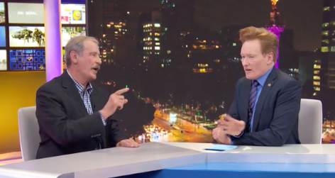 Former Mexican President Vicente Fox, left, appeared on Conan O'Brien's one-off Mexican edition of his late-night show.