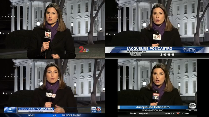 Jacqueline Policastro, Washington bureau chief for Gray television, appeared after Monday's dinner on local broadcasts in Anc