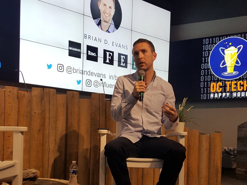 Brian D. Evans speaking at an event in Irvine, CA on Feb 22, 2017.