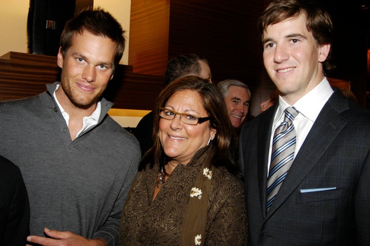 Tom Brady, Fern Mallis and Eli Manning on March 11, 2008 in New York City.