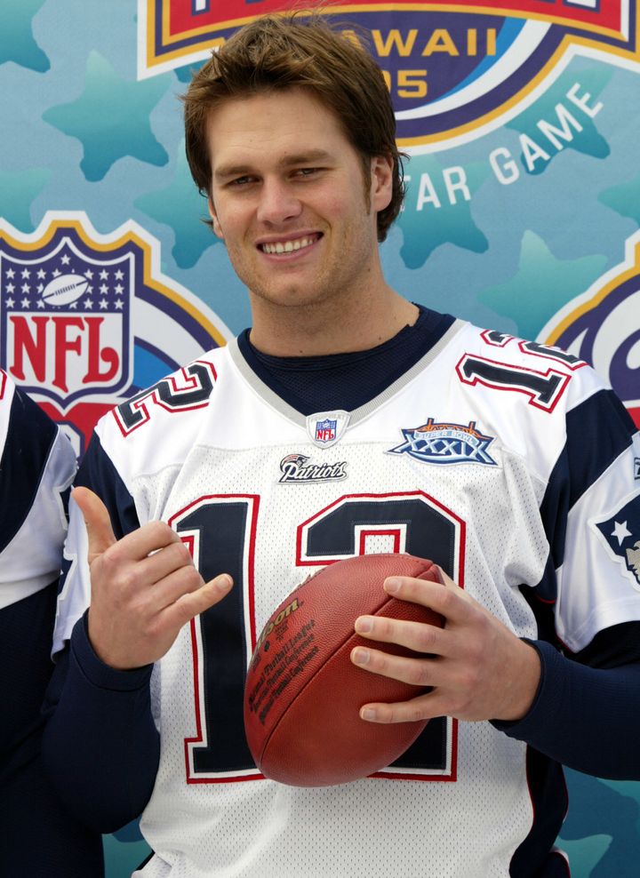 Tom Brady poses for his picture to go with his Pro Bowl selection during Media Day at Alltel Stadium in Jacksonville, February 1, 2005.