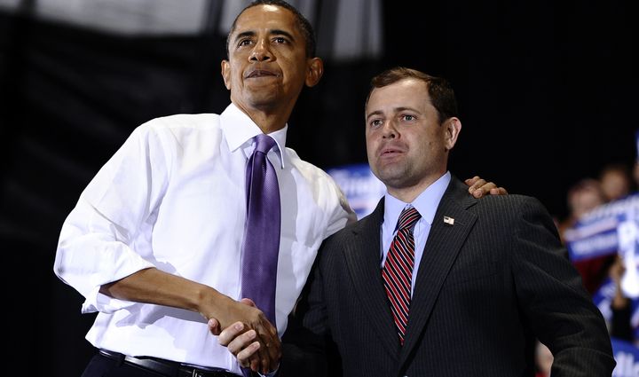 President Barack Obama shakes hands with Rep. Tom Perriello (D-Va.) at a rally in Charlottesville on Oct. 29, 2010, days before midterm elections in which Democrats got shellacked and lost their majority in the House.