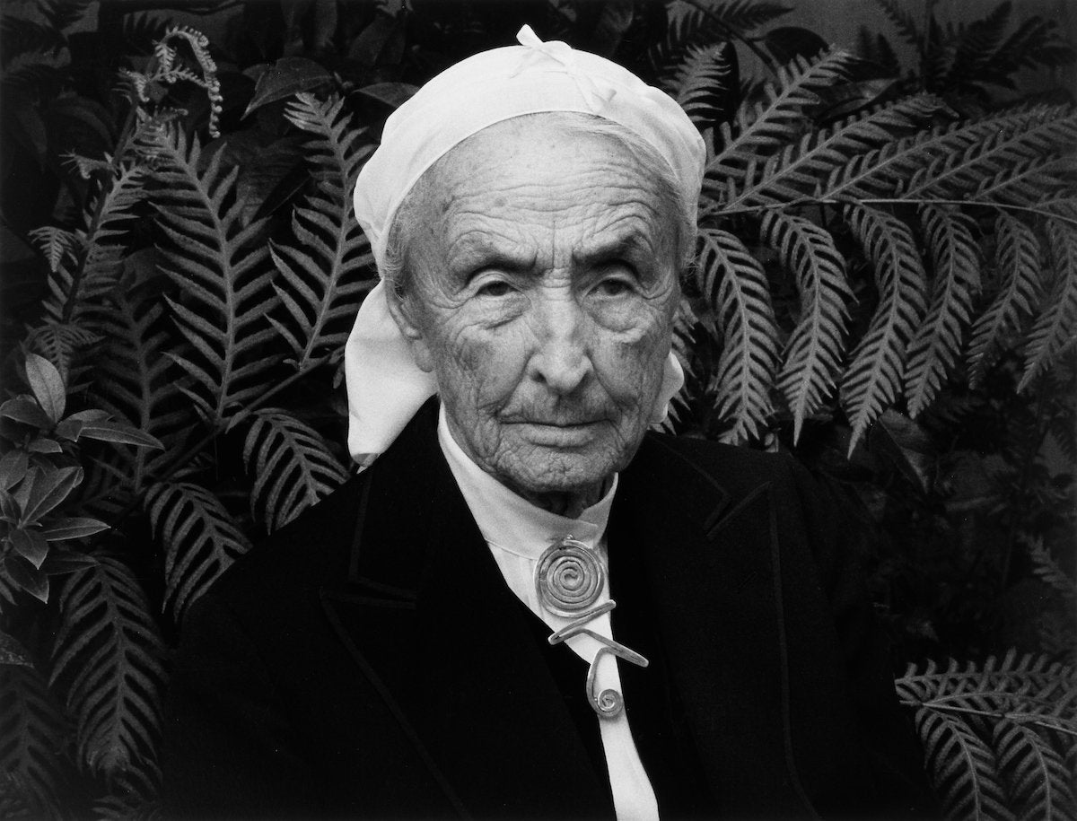 Ansel Adams, portrait of Georgia O’Keeffe, Carmel Highlands, California, 1981, gelatin silver print, 10⅛ by 13⅛ inches (25.7 by 33.3 centimeters). 