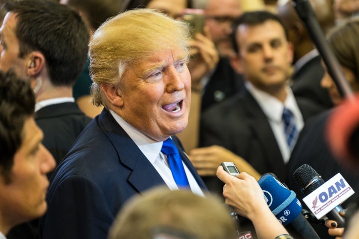 HOUSTON - FEBRUARY 25, 2016: President Donald Trump talks to the media at a public press event following the RNC debate in Houston, Texas.