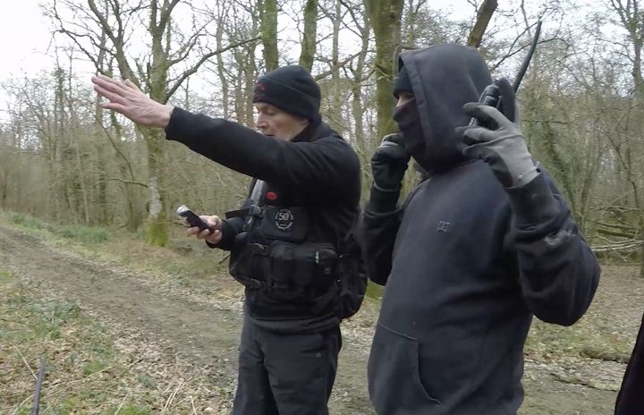 Hunt saboteurs try to track the Crawley and Horsham Hunt.