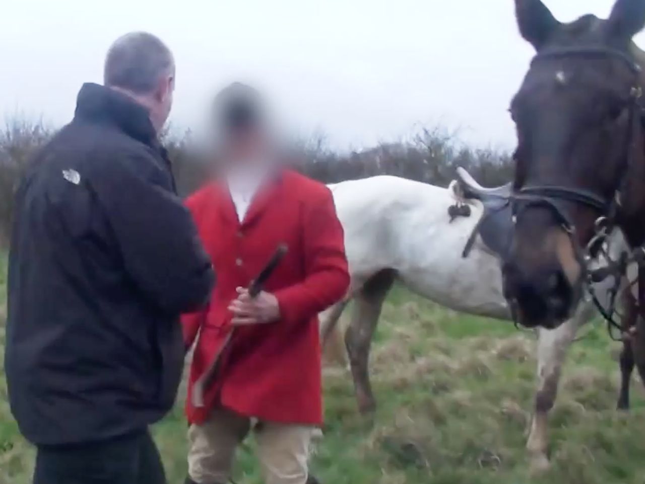 A confrontation between the hunt and sabs, recorded on a sab's body camera.
