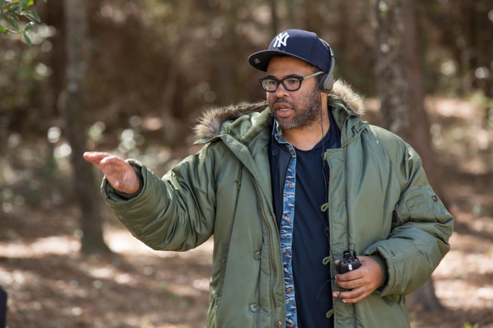 Jordan Peele directs a scene in "Get Out."