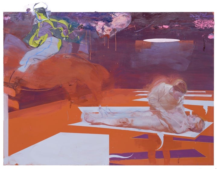 <p><em>Save Me,</em> 2017, 160 x 205 cm. Oil and Collage on Linoleum </p>
