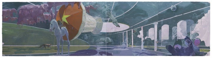 <p><em>Fabel, </em>2014, 210 x 800 cm, Acrylic and Oil on Canvas</p>