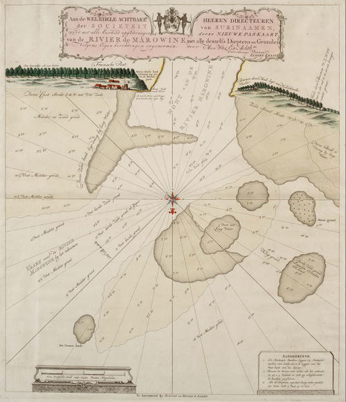 The estuary of the Maroni river, where the <em>Leusden</em> sunk in 1738.