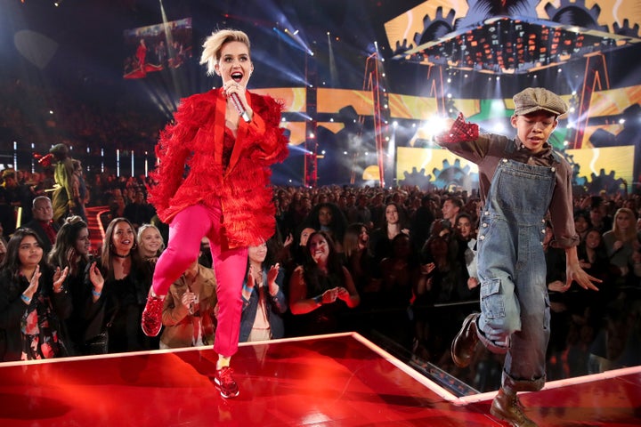 Katy Perry performs onstage at the 2017 iHeartRadio Music Awards.