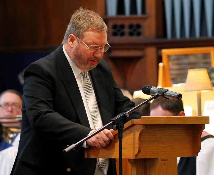 Survivor Andrew Parker during a reading on the 25th anniversary of the tragedy 