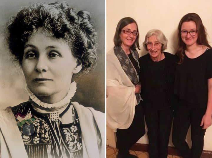 Left: Emmeline Pankhurst | Right: Helen, Rita and Laura Pankhurst