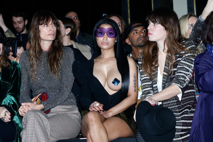 (L-R) Caroline de Maigret, Nicki Minaj and Lou Doillon.