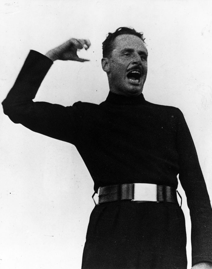 Fascist leader Oswald Mosley addressing a rally in Hyde Park in 1934