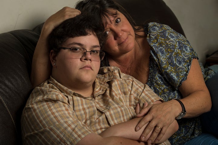 Gavin Grimm, 17, left, is photographed with his mom Deirdre Grimm, in Gloucester, Virginia, on Sunday, August 21, 2016.