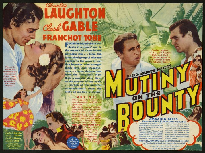 Posters for the 1935 film starring Charles Laughton and Clark Gable 