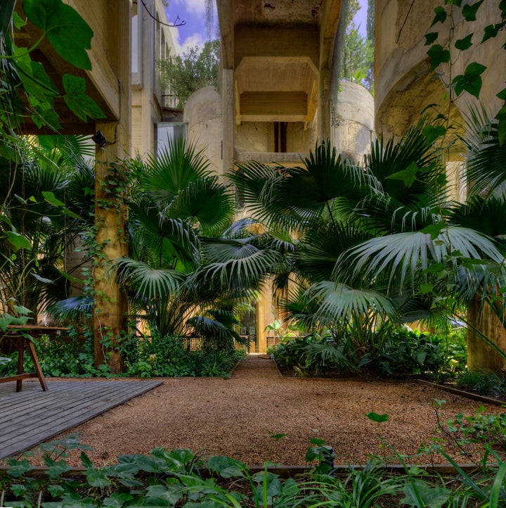 Gardens cover much of the spare space between buildings.