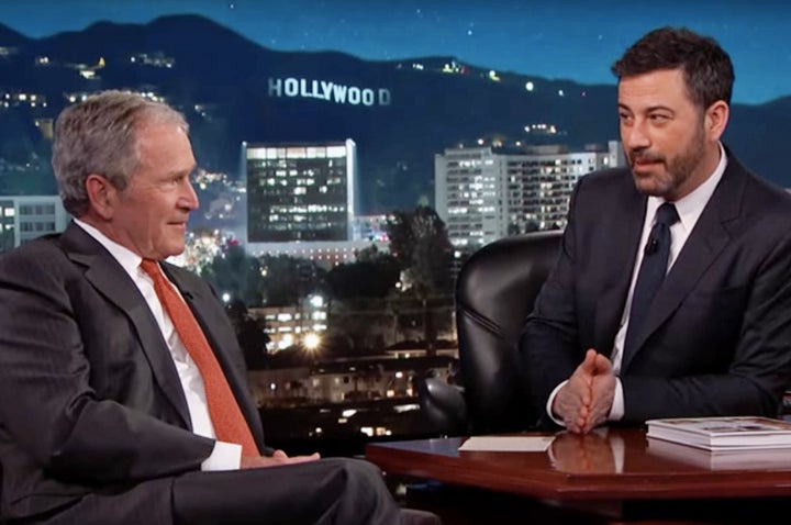 Former Pres. George W. Bush discusses alleged secret UFO files with Jimmy Kimmel on March 2, 2017.