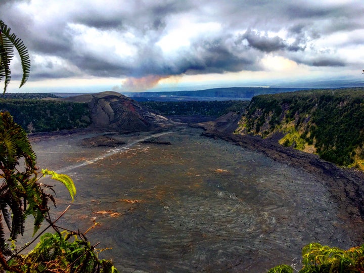 The view down into Halema’uma’u Crater