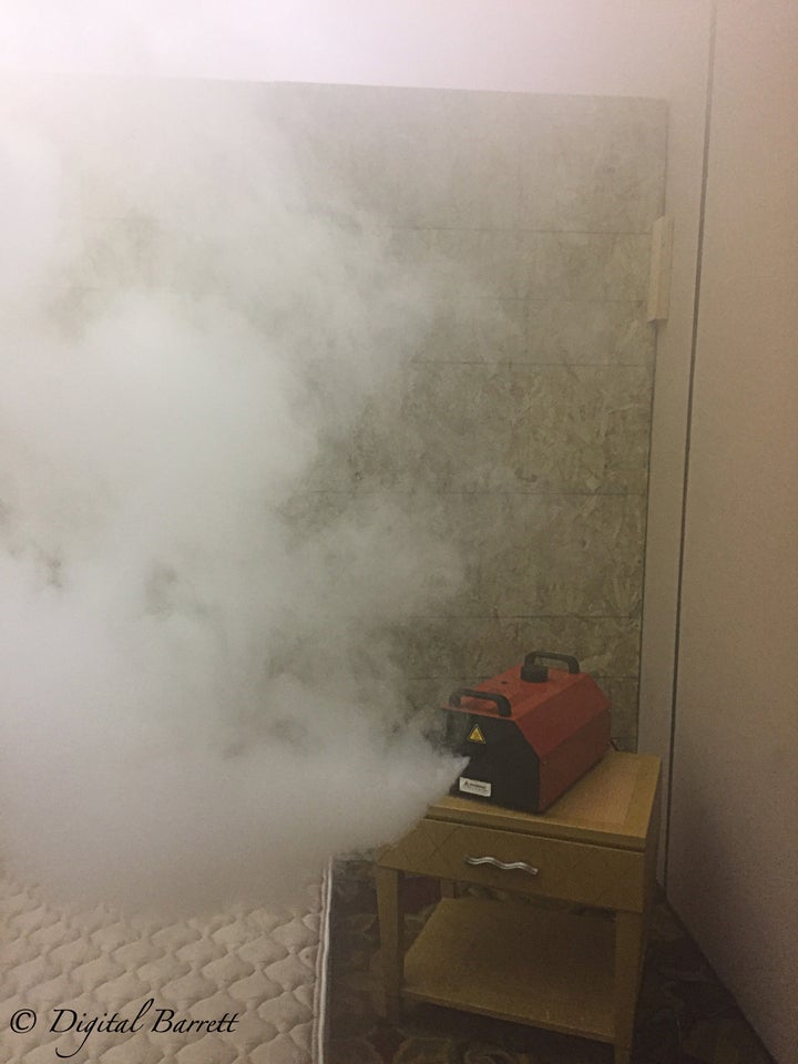 <p>Smoke machines provided thick smoke to make the interior of the building as real as possible for the firefighters.</p>