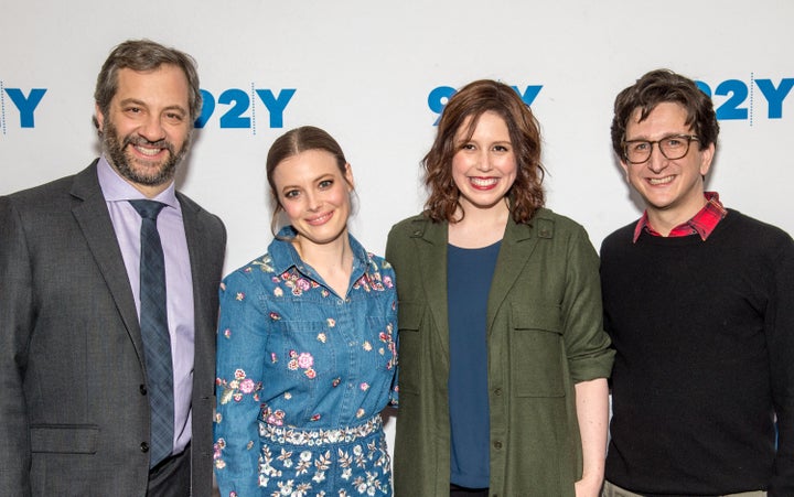 Writer-producer Judd Apatow, actress Gillian Jacobs, moderator Vanessa Bayer and actor Paul Rust at New York's 92Y.