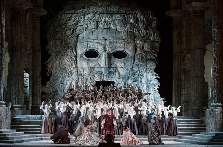 <p>Cast and chorus in a scene from the Met’s <em>Idomeneo</em></p>