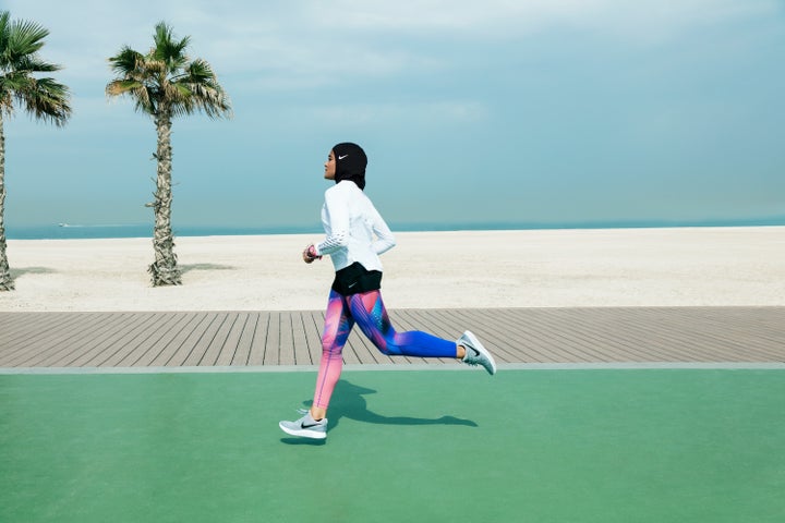 Nike+ Run Club Coach Manal Rostom from Egypt testing out Nike Pro Hijab on a run.