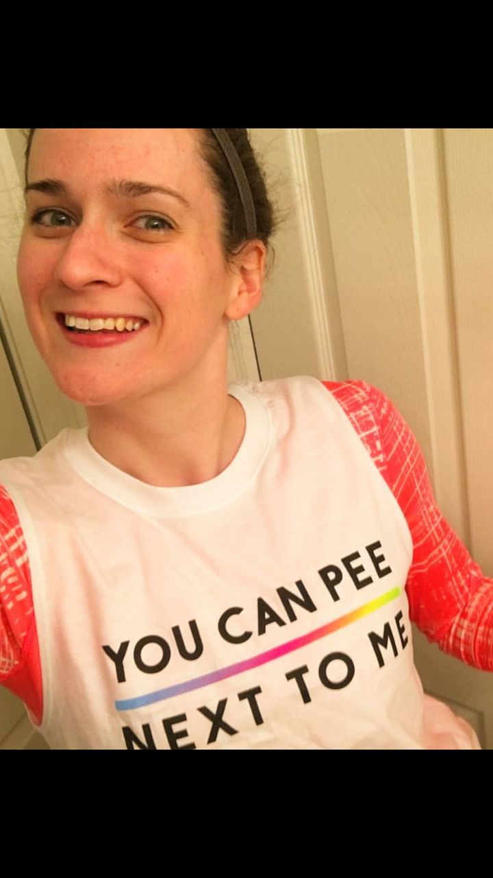Hear me speak. To the transgender community: You can pee next to me!