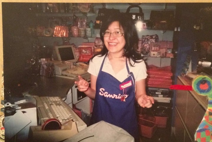 This photo of me was taped to my locker at Sanrio Valley Fair, ca. 2007, my sophomore year in high school. I worked 20–30 hou